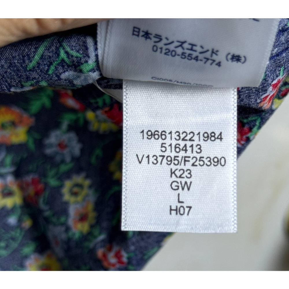 Lands End Mens Sz Large Blue Floral Camp Shirt Oeko Tex Dadcore Vacation Preppy - Picture 8 of 8